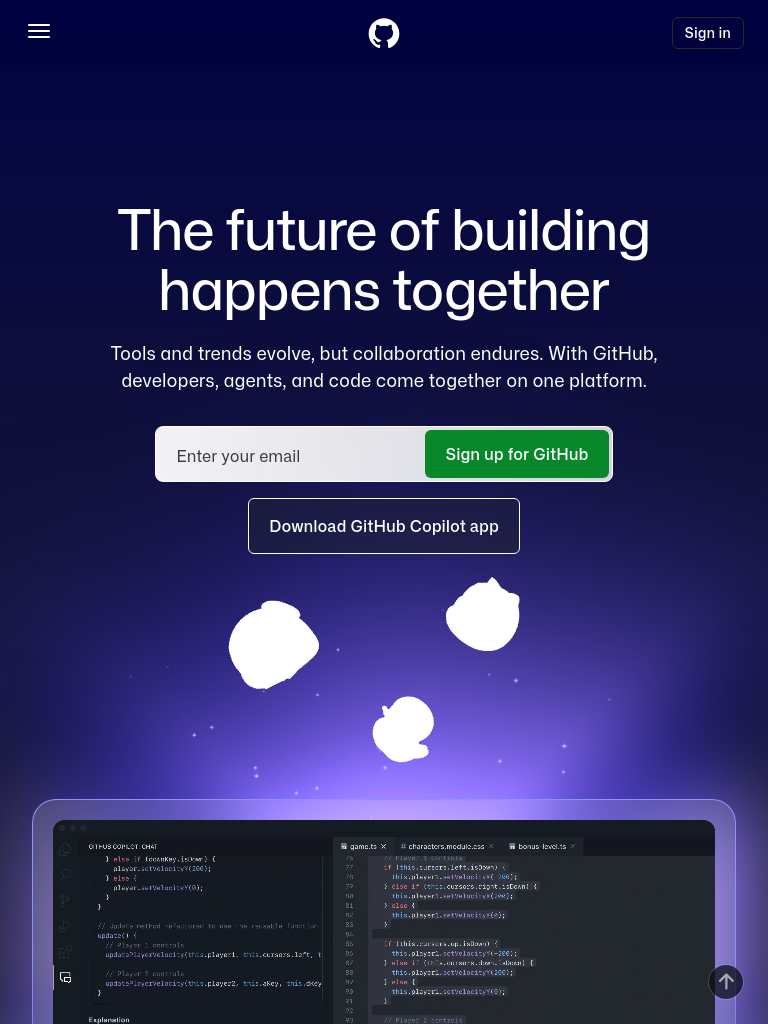 github.com at 768 pixels