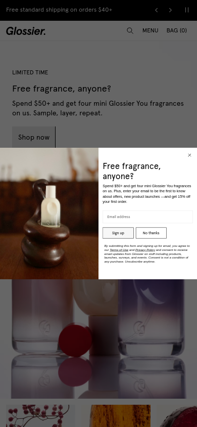 glossier.com 390 पिक्सेल चौड़ाई पर