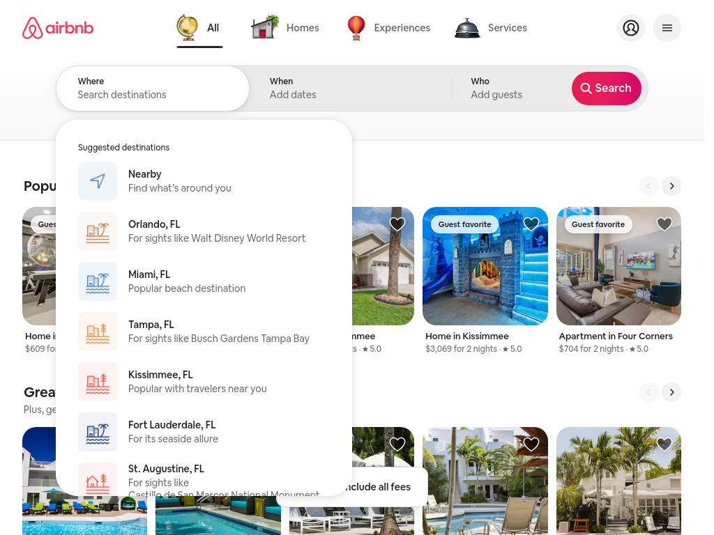 airbnb.com bei 1024 Pixeln