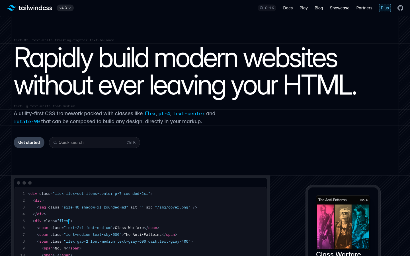 tailwindcss.com bei 1440 Pixeln