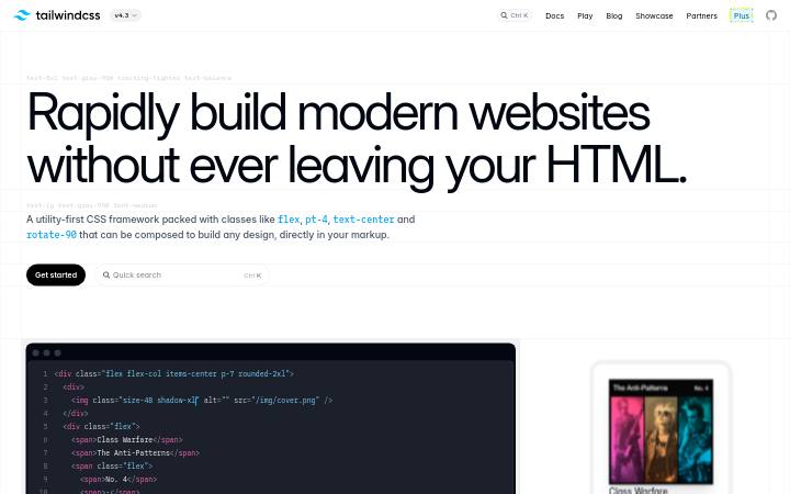 tailwindcss.com home page