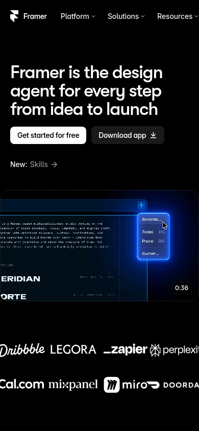 framer.com w 390 pikselach