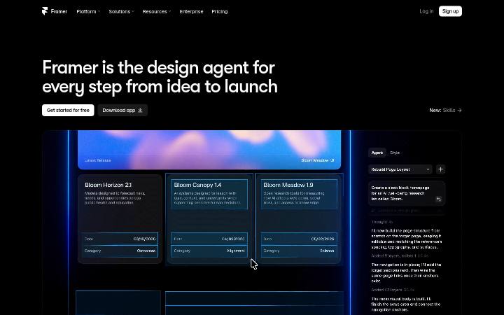 الصفحة الرئيسية لـ framer.com