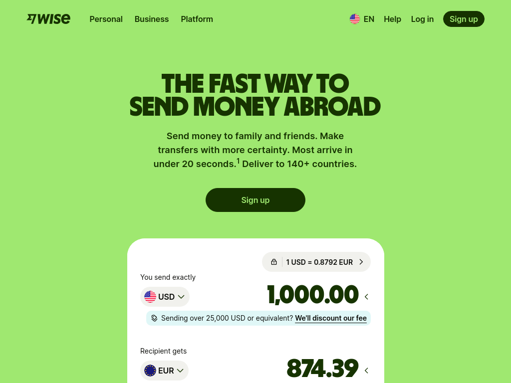 wise.com bei 1024 Pixeln
