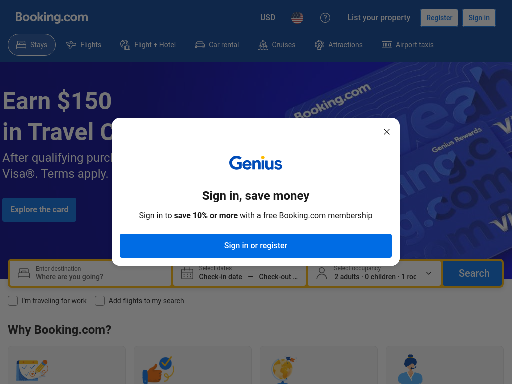 booking.com bei 1024 Pixeln