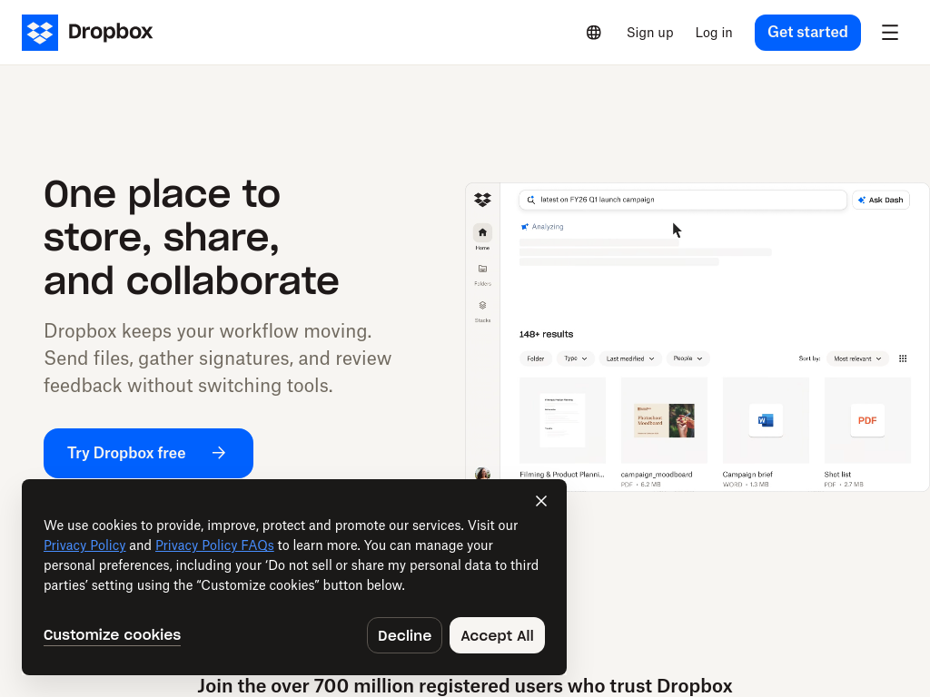 dropbox.com at 1024 pixels