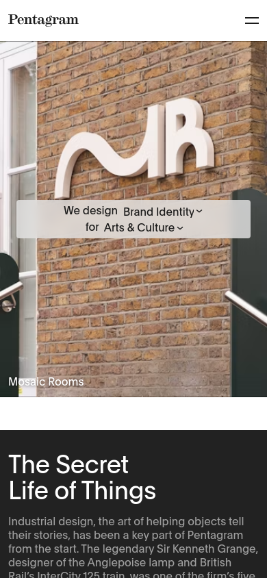 pentagram.com bei 390 Pixeln