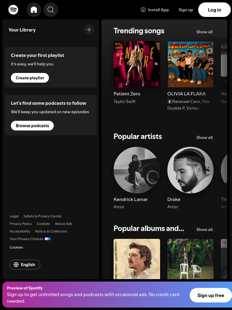 open.spotify.com a 768 píxeles