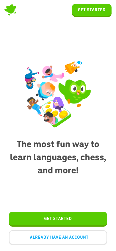 duolingo.com bei 390 Pixeln