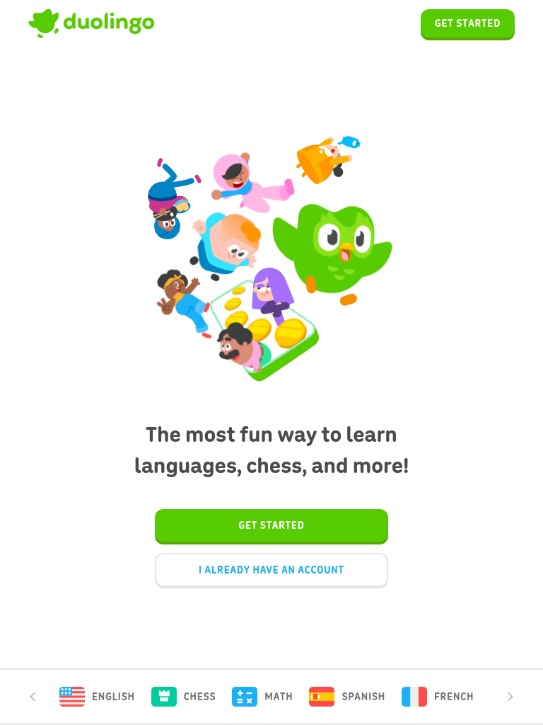 duolingo.com bei 768 Pixeln
